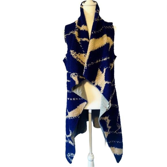 Anthropologie Tabitha Sweater Size XS Blue Duster Open Drape Cardigan Vest - Picture 2 of 9